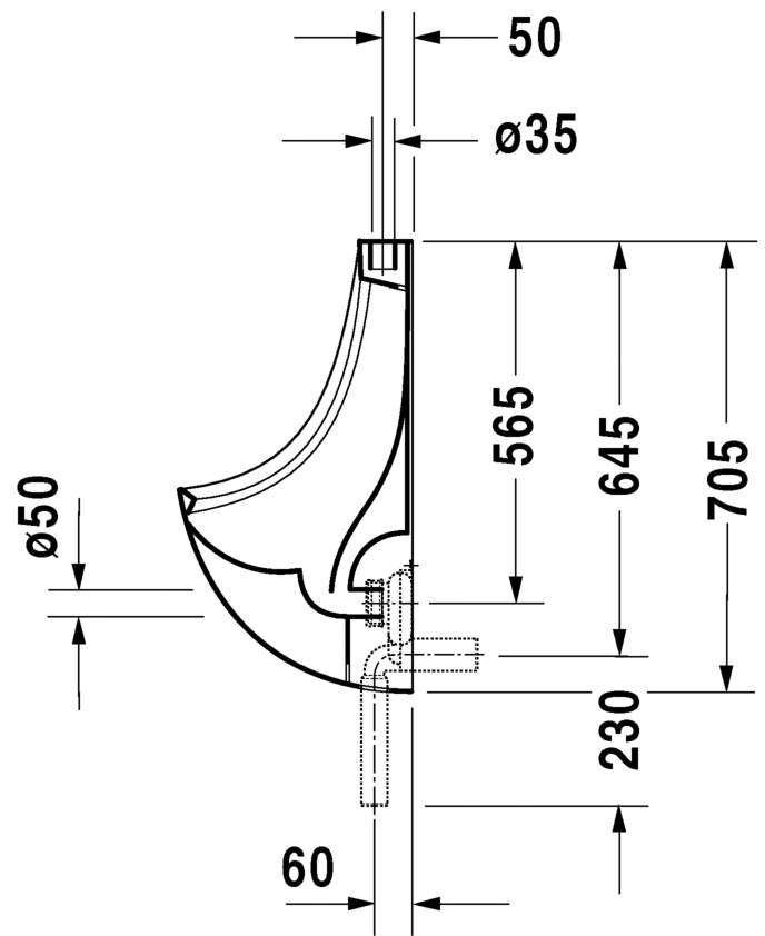 0848370007 Настенный писсуар, уринал с мушкой Duravit  - Вид №2
