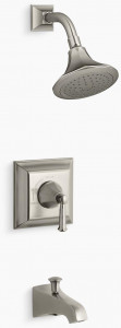 KOHLER Отделка клапана для ванны и душа Memoirs Stately Rite-Temp с рычажной ручкой, изливом и насадкой для душа 2,5 галлона в минуту K-TS461-4S-BN