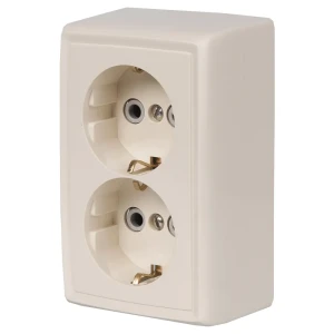 Розетка Reone 2-х постовая с заземлением цвет слоновая кость