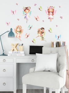 91164585 Наклейка Феи, цветы и бабочки S0412 40x50 см, 1 шт STLM-0505925 LISADECOR