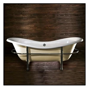 Ванна напольная отдельностоящая кремовая с рамой - поручнем  Akcjum Catalina WR-08-J