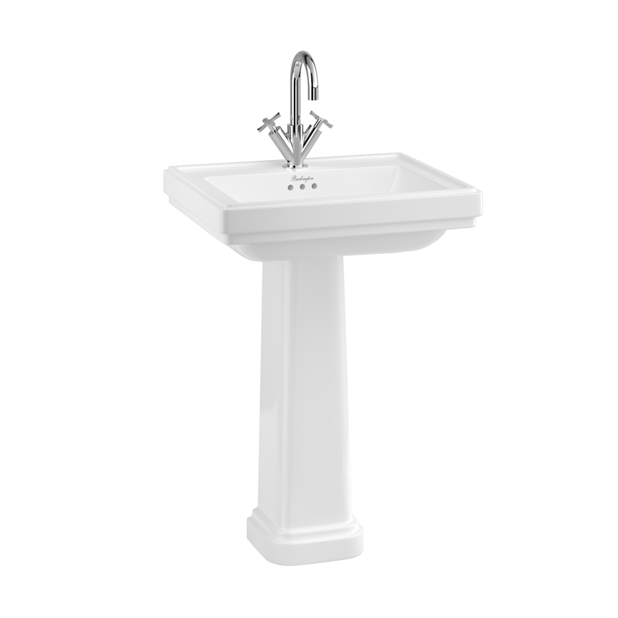 Burlington Riviera Квадратная чаша Riviera 580 мм с пьедесталом Riviera Full с 2-мя отверстиями под смеситель RIV1 2TH - RIV6  - Вид №1