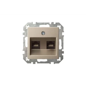 91524080 Розетка компьютерная двойная встраиваемая Liregus Epsilon IKL-002-01 E/Ch RJ45 цвет шампань STLM-1528107