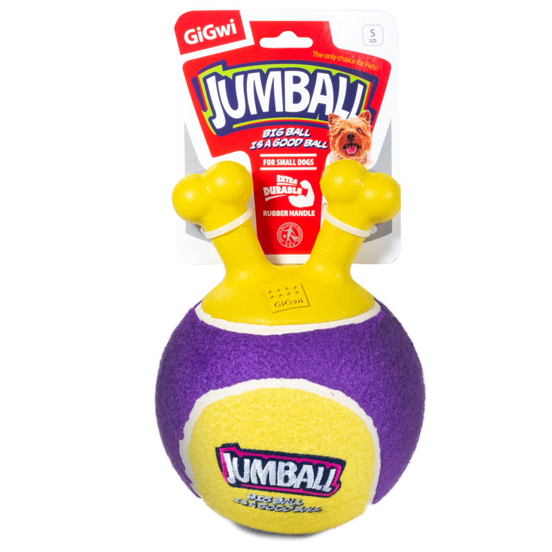 ПР0058976 Игрушка для собак Jumball Мяч теннисный c ручками желтый 18см GIGWI  - Вид №2