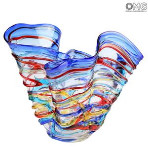 3138 ORIGINALMURANOGLASS Чаша Арлекино- голубая- Original Murano Glass OMG 30 см