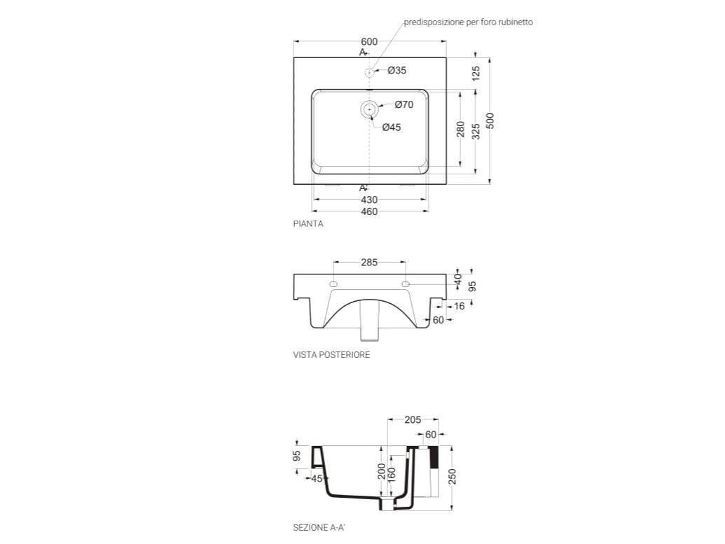 Прямоугольная керамическая раковина с переливом COLAVENE Alaqua ARCH-00153224 - Вид №17