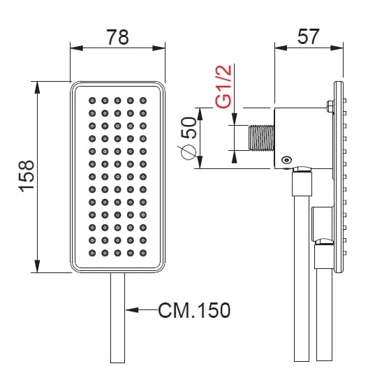 Настенный ручной душ из нержавеющей стали с держателем BEAMTECH приложение ARCH-00049963 - Вид №2