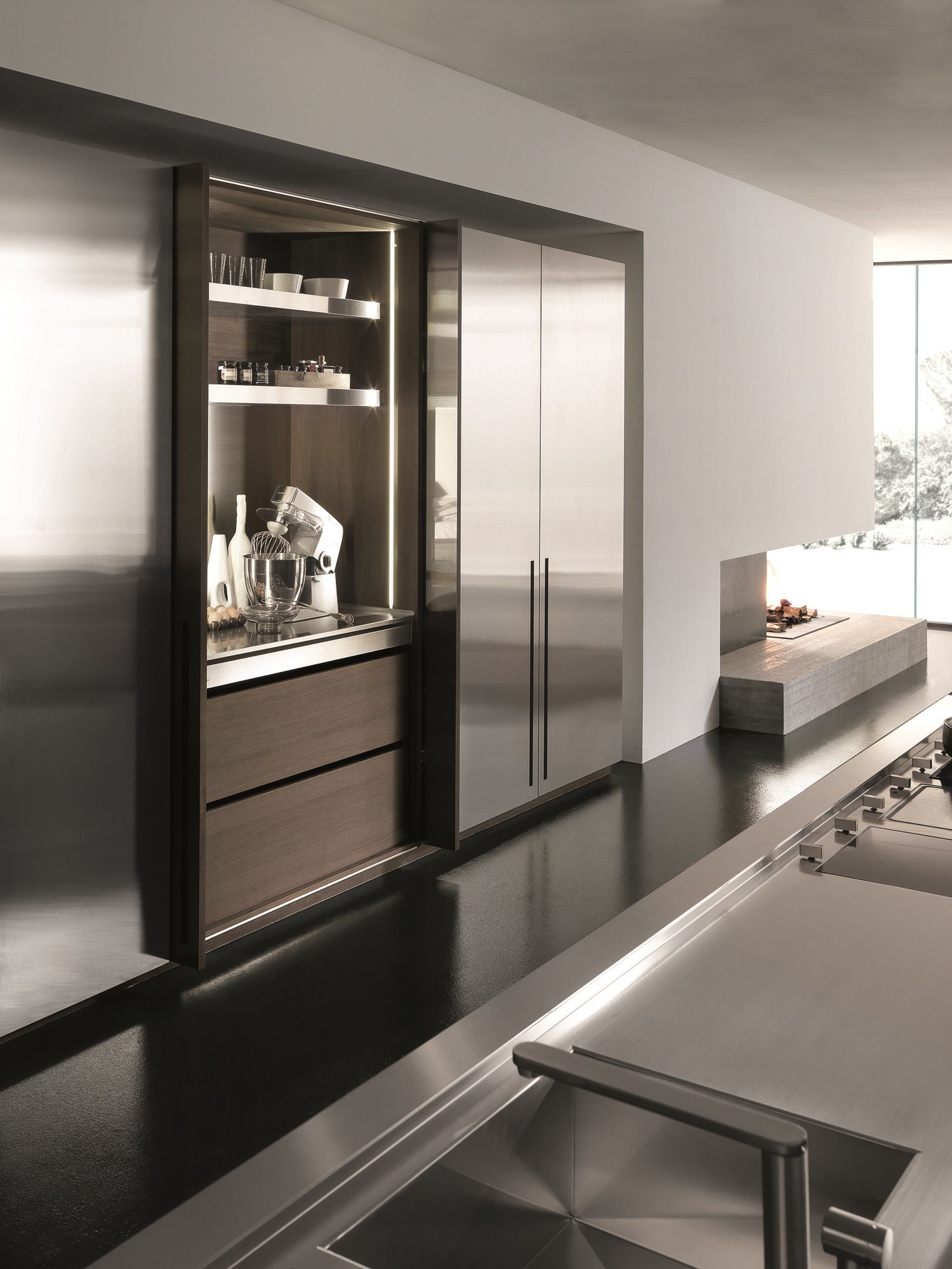 Кухня из нержавеющей стали и дерева с островом MODULNOVA Fly ARCH-00068193 - Вид №15