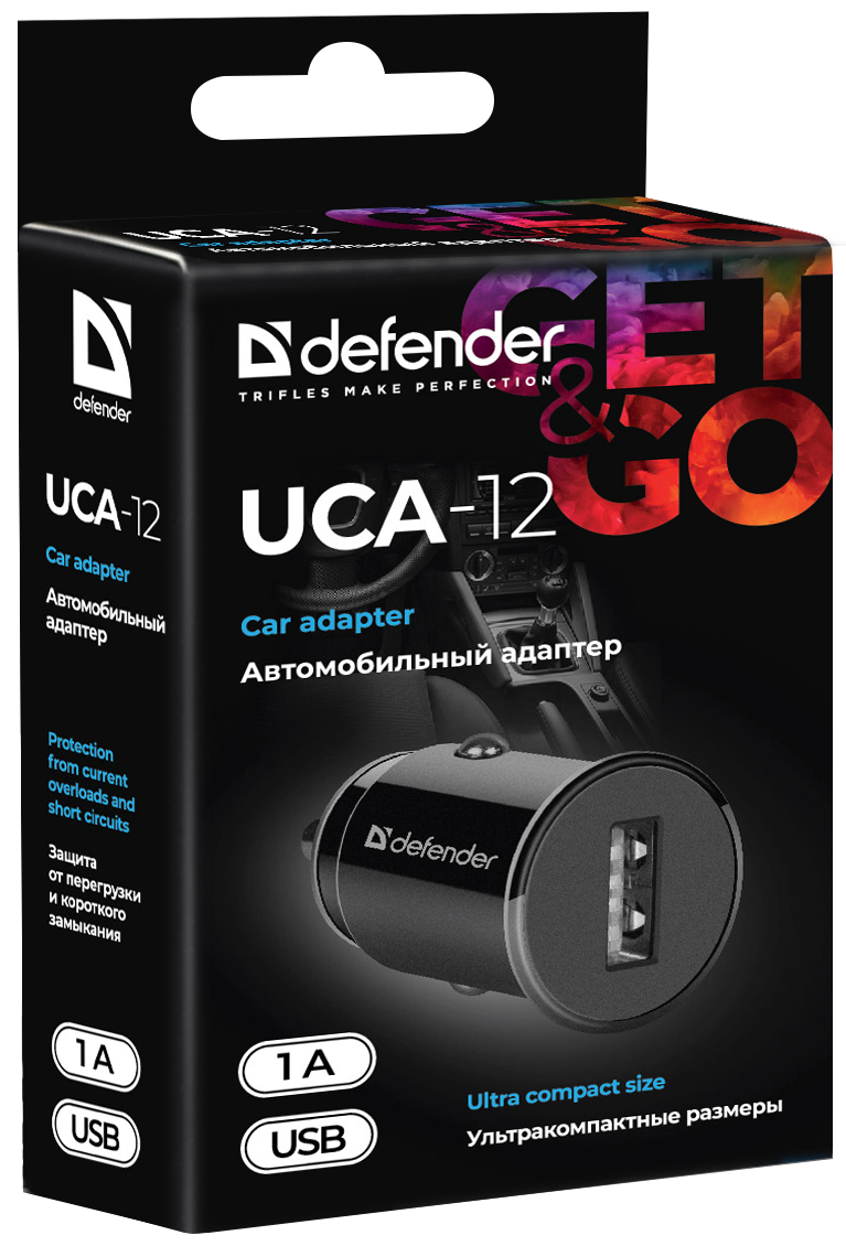 83591 автомобильный адаптер uca-12 черный, 1xusb, 5v/1а Defender Santreyd  - Вид №2