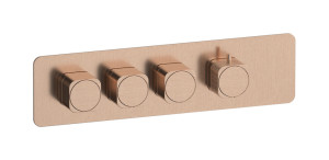 External part of thermostatic 3 ways, square plate, horizontal, Coral handle WE ARE IB eua326srneo_2 Brushed Rose Gold Aqua