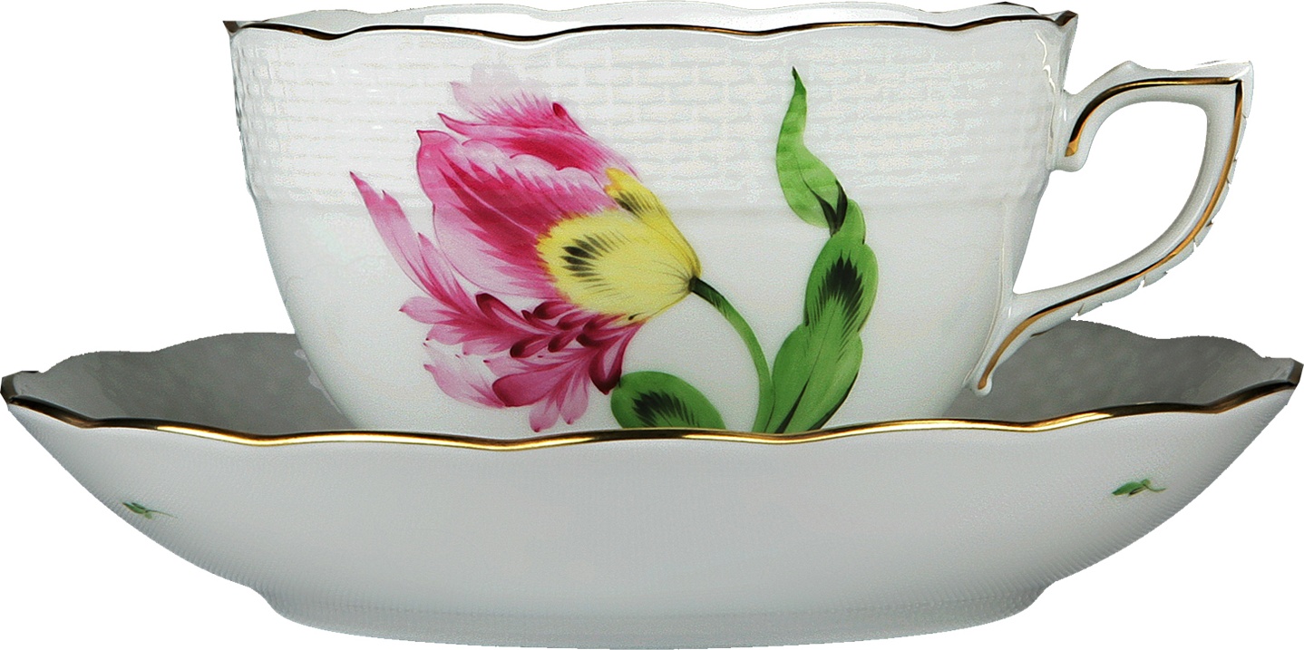 1051651 Herend Чашка чайная с блюдцем 250мл "Китти" (розовая) Фарфор 