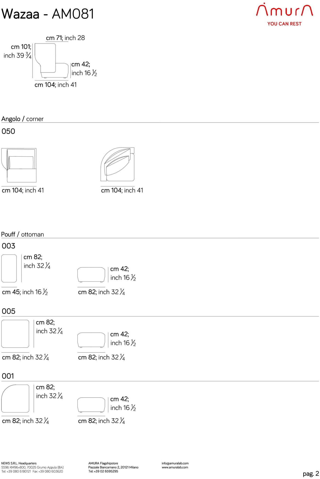 AMURA 2-х местный диван с высокой спинкой Wazaa Am081.020 - Вид №6