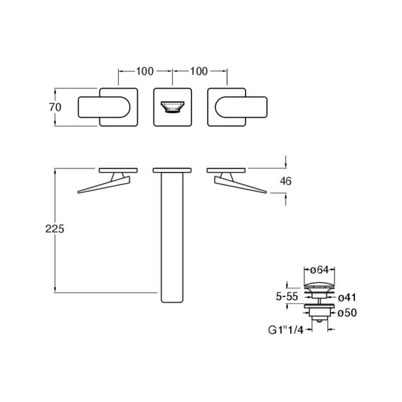 Настенный смеситель для раковины с 3 отверстиями CRISTINA Rubinetterie Blade ARCH-00056574 - Вид №2