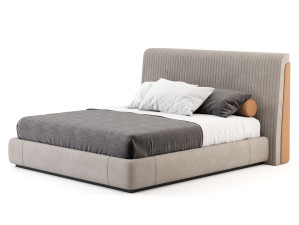 Двуспальная кровать из микрофибры с мягким изголовьем