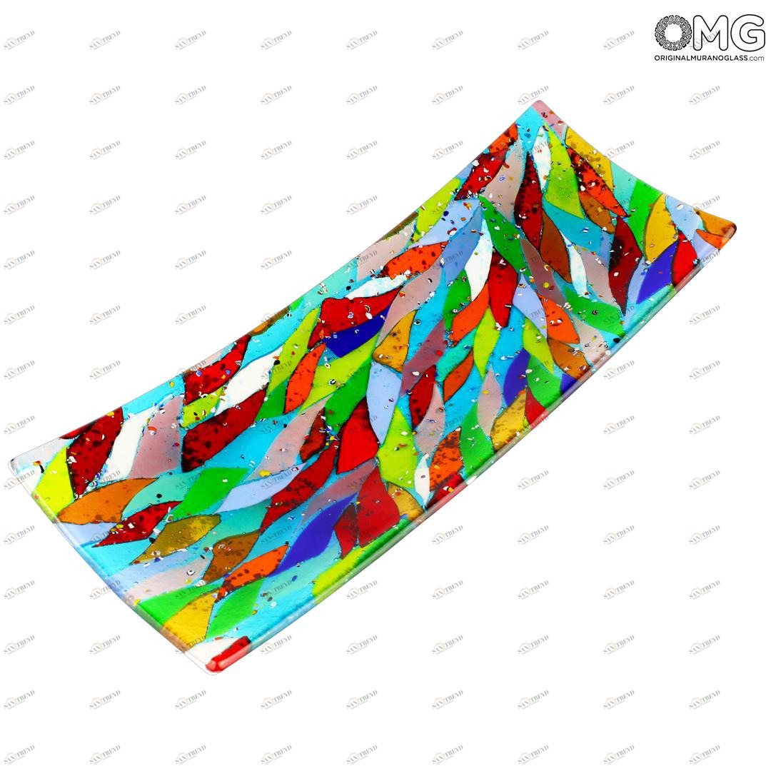 3155 ORIGINALMURANOGLASS Прямоугольное блюдце Нюанс - разноцветное - Original Murano Glass OMG 8 см 