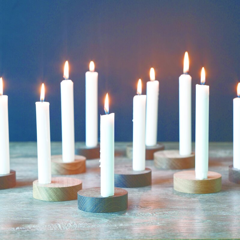 98411 Подсвечник для высоких свечей, круглый 9х5см, набор 2шт,мореный дуб;LIND DNA  - Вид №1