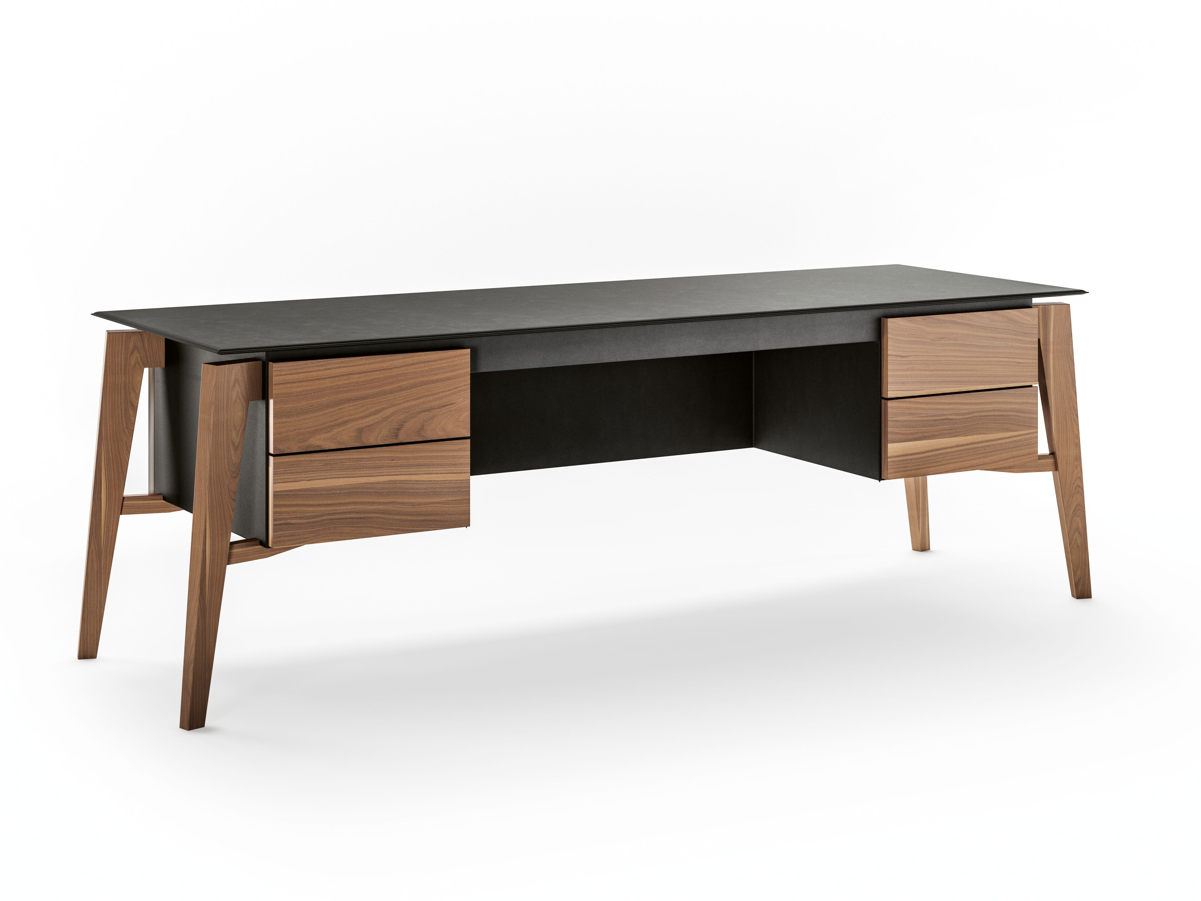 Кожаный деревянный стол с ящиками Casa Covre Naviglio ARCH-00114220