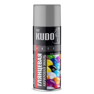 Эмаль аэрозольная универсальная KUDO акриловая глянцевая цвет серый RAL7040 520 мл