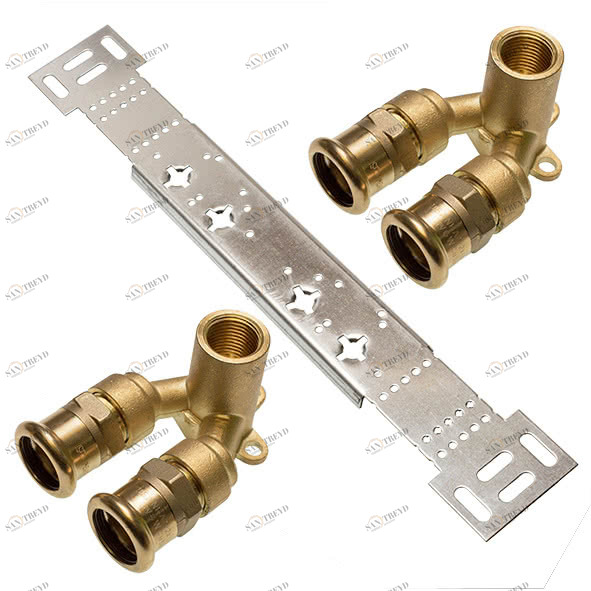 18981G151215 SANHA 8981G монтажный набор, двойная водорозетка ВР 15x1/2x15 мм 