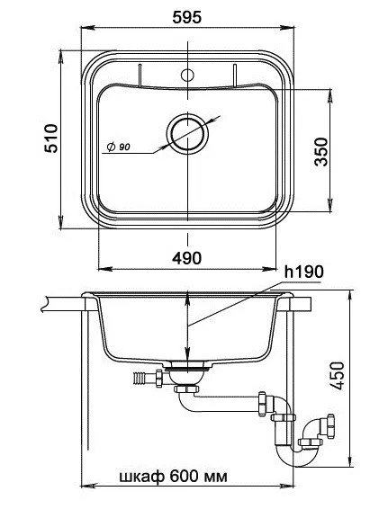 Кухонная мойка Кварц Ewigstein S38 GranFest A-60-S38 - Вид №1