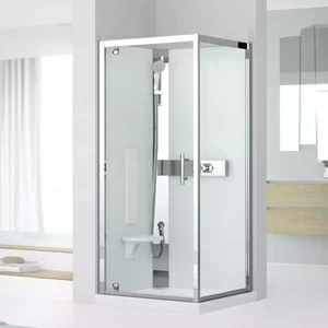Novellini. Душевая кабина термостатическая 90x90 GF90 STANDARD с низким душевым поддоном и серебристым профилем GLAX 3