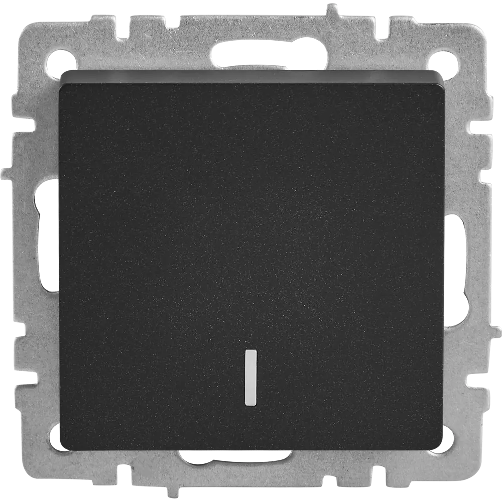 Выключатель IEK Brite одноклавишный с подсветкой, матовый черный 87761717 STLM-1115210 - Вид №1