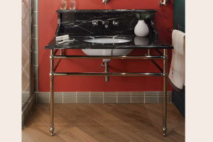 Мраморная овальная консольная раковина с держателем для полотенец