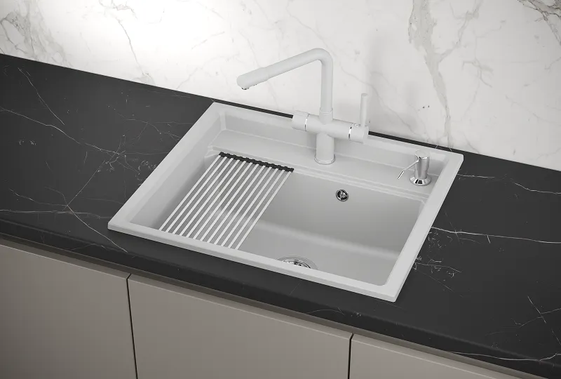 KS-6003, АРКТИК (БЕЛЫЙ), кухонная мойка, кварц GRANULA 6003-ST313