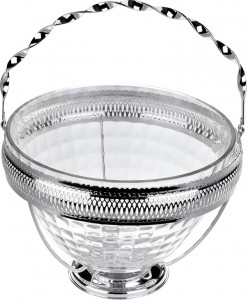 10611708 Queen Anne Ваза для фруктов Queen Anne 25х18см, стекло, сталь, посеребрение Сталь нержавеющая с посеребрением, стекло