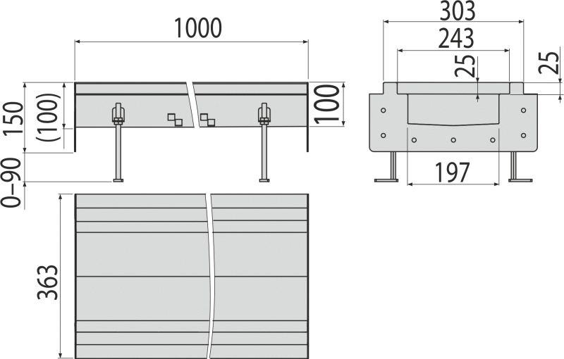 Промышленный коробчатый желоб из нержавеющей стали AISI 304 ALCAPLAST APR11101 - Вид №1