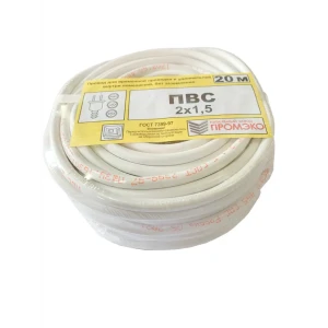 Провод Промэко ПВС 2x1.5 20 м ГОСТ цвет белый 82912077 STLM-2103284