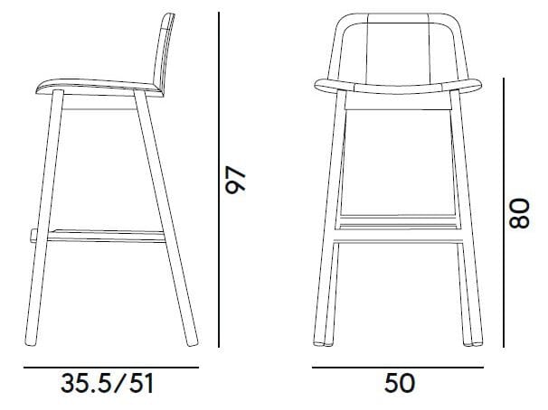 Высокий табурет из бука Billiani ARCH-00017019 - Вид №1