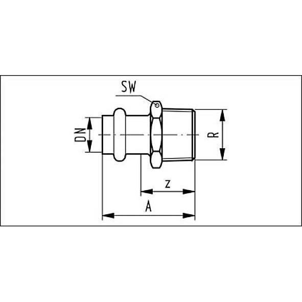 691243G893 SANHA 91243G пресс-фит. нерж.сталь, ниппель перех.ВПр-НР 88,9x3 мм  - Вид №1