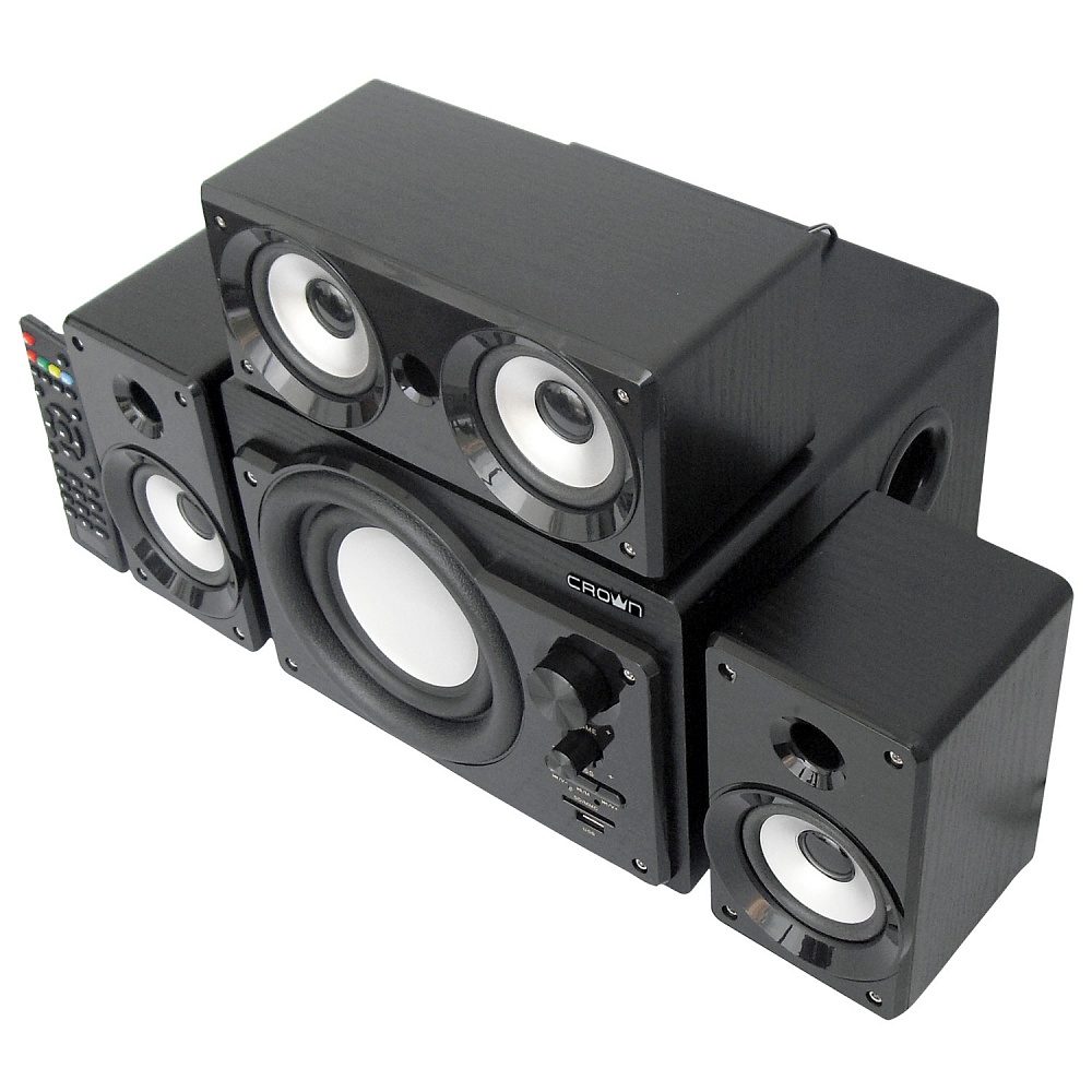 CMBS-390 Акустическая система 3.1 (мдф, bluetooth, 15w+8w*3=39w; приёмник fm; картридер; интерфейс usb; ir пульт, дополнительная фронтальная колонка) Crown Santreyd  - Вид №1