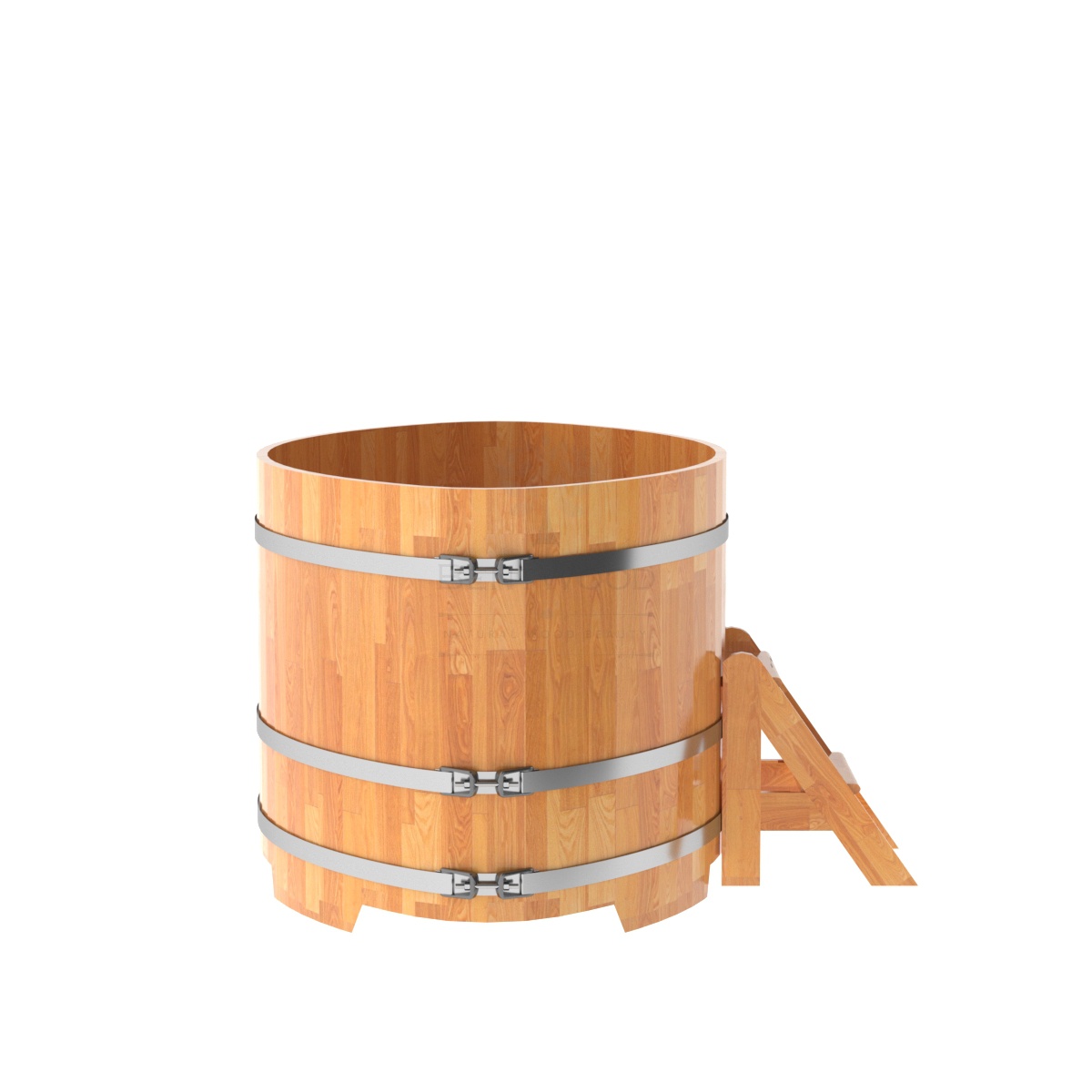 1546 Купель овальная из сращенных ламелей лиственницы 1,15х1,83х1,0 натуральная Alyarus  - Вид №2