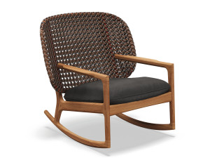 Плетеное кресло-качалка из тикового дерева с подлокотниками