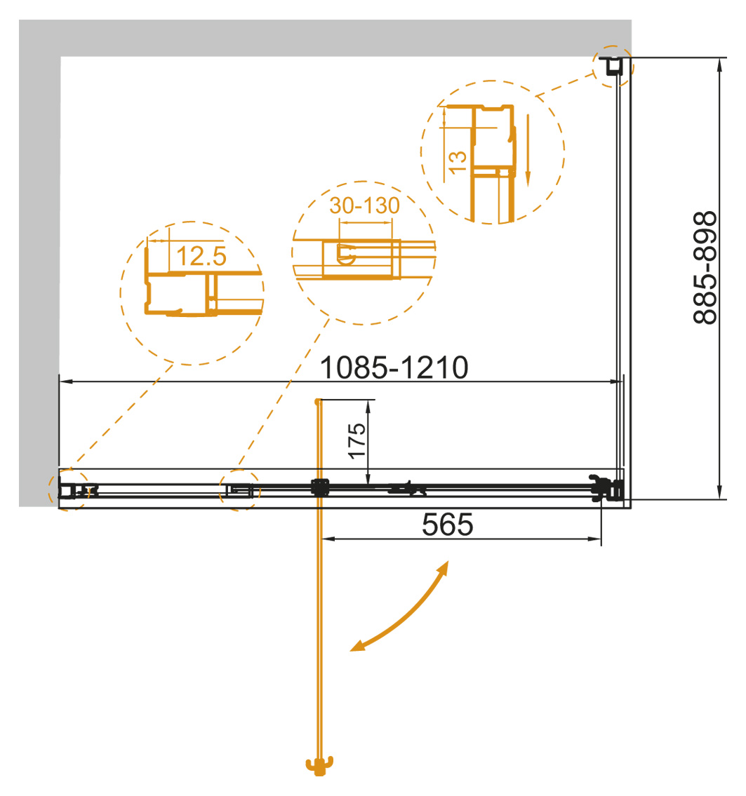 Душевой уголок CEZARES VARIANTE-AH-1-110/120-90-C-Cr  - Вид №1