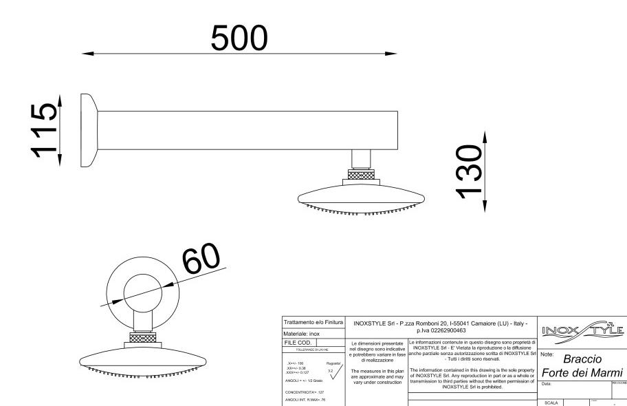 Inoxstyle Внешний душ из нержавеющей стали Forte dei marmi 09003 - Вид №1