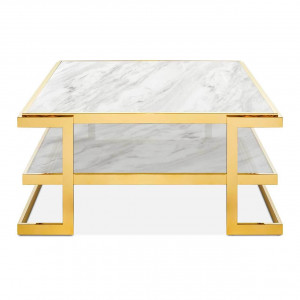 450285-18 ABHIKA КОФЕЙНЫЙ СТОЛ CROWNE MAR H46 100X100 WHITE/GOLD