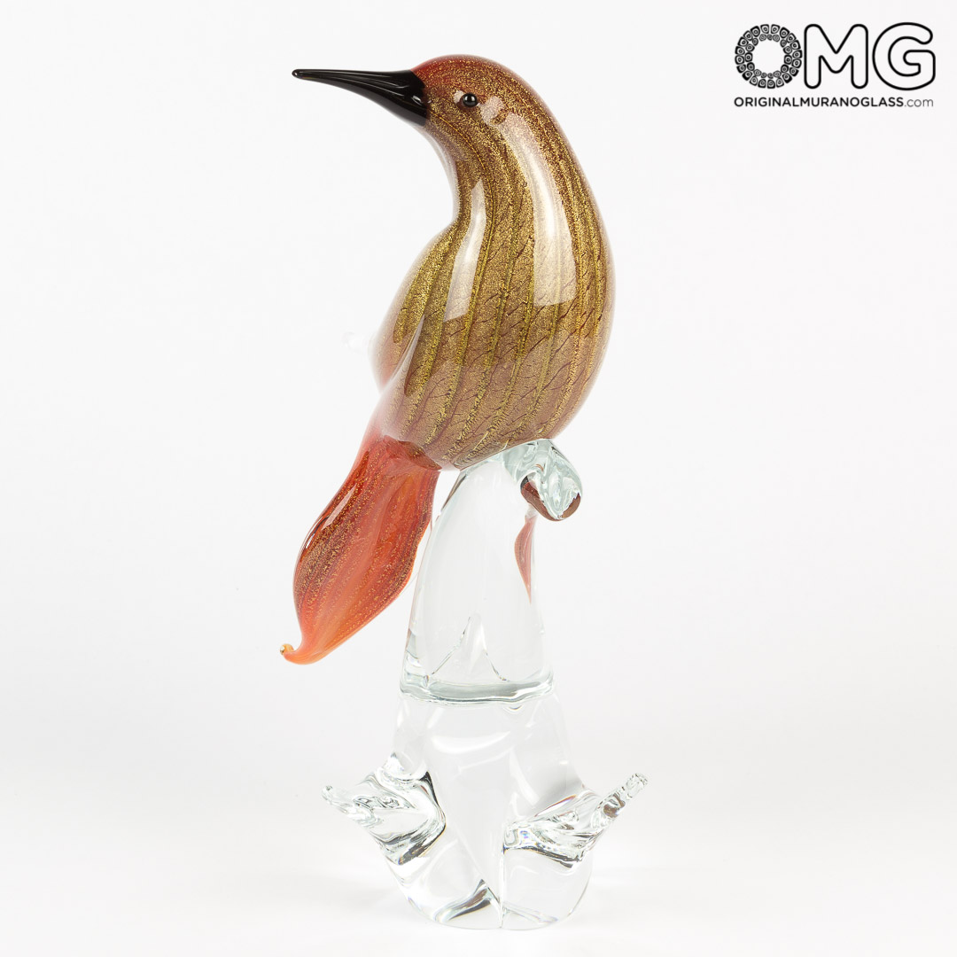 2911 ORIGINALMURANOGLASS Скульптура - красный дрозд - Original Murano Glass OMG 20 см  - Вид №1