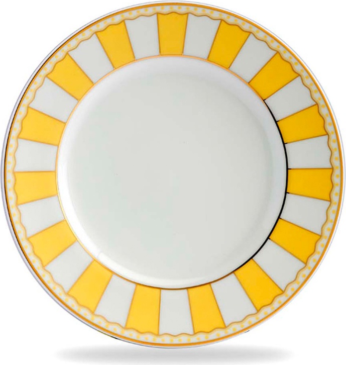 10624205 Noritake Тарелка десертная Noritake "Карнавал" 21см (жёлтая полоска) Фарфор 