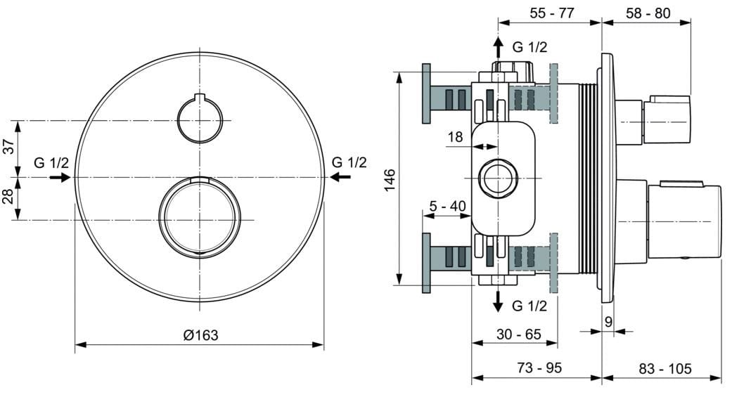 Встраиваемый термостатический смеситель для душа Ideal Standard Joy ARCH-00090518 - Вид №4