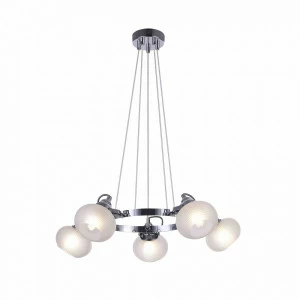 Светильник подвесной с 5 стеклянными плафонами хром Linda FR5690PL-05CH FREYA MODERN 00-3957107 Белый;хром