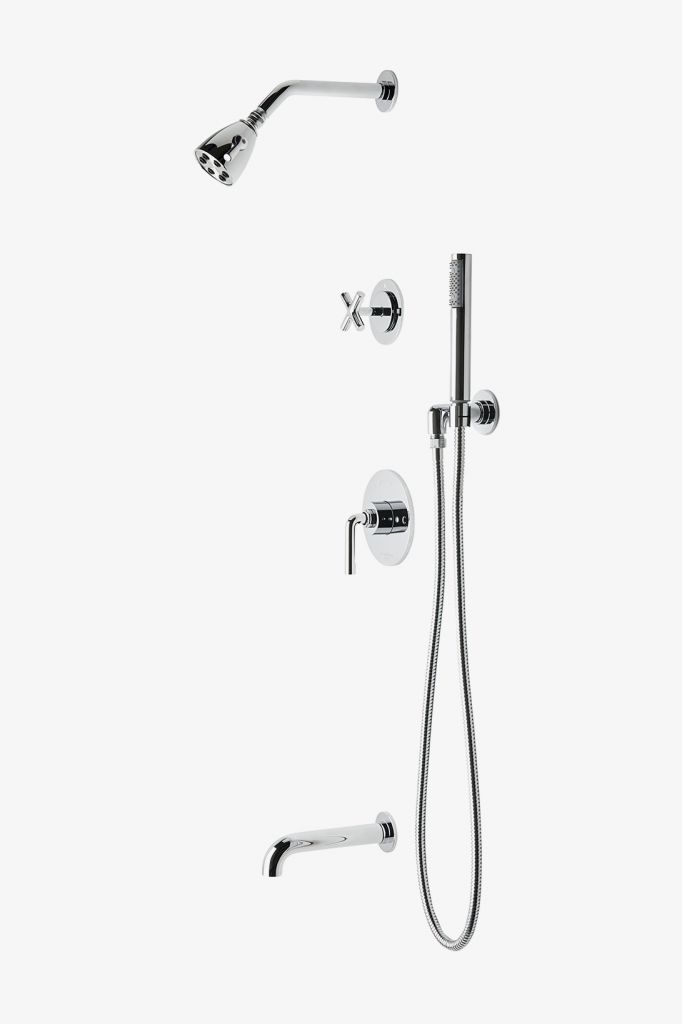 FLSP13 Душевая система Flyte с балансировкой давления с головкой 2 3/4 дюйма, ручным душем, изливом ванны и перекрестной перекрестной рукояткой Waterworks 