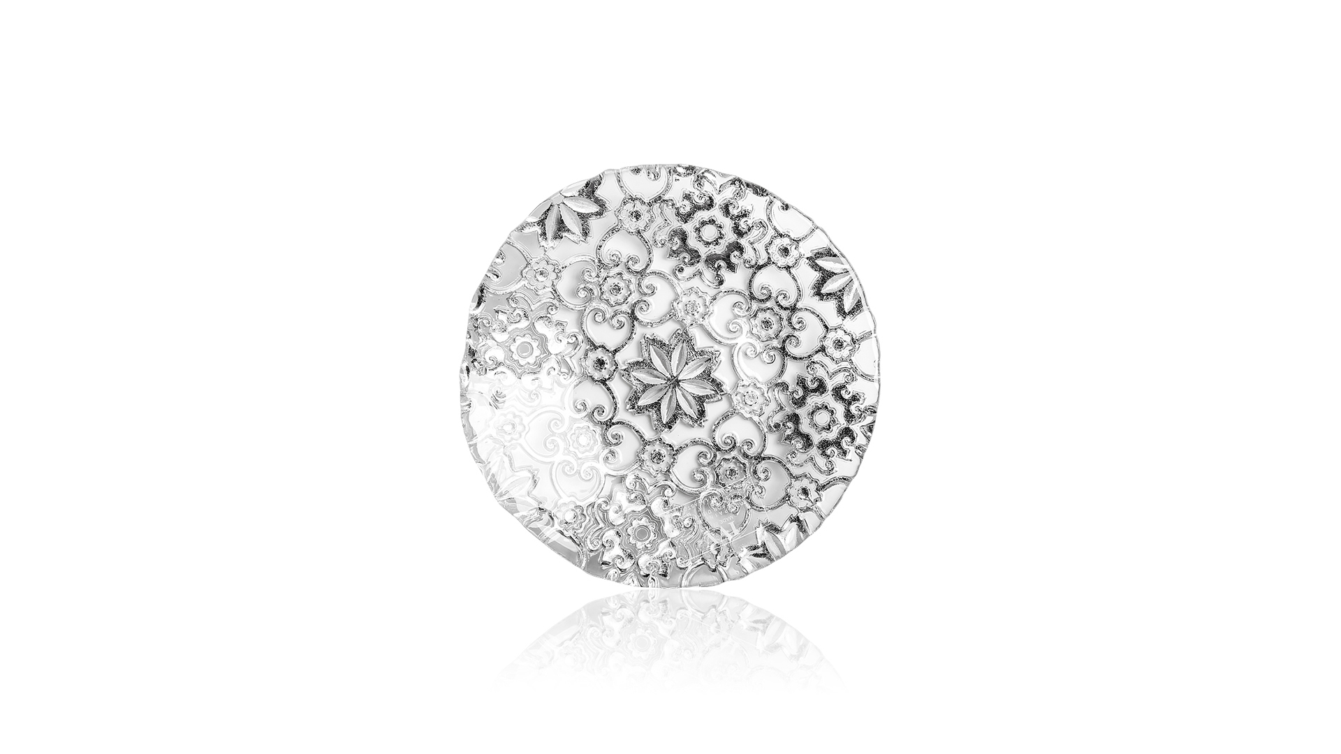 10599915 IVV Тарелка десертная IVV "Арабески" 18см (серебрист.узор) Стекло  - Вид №1