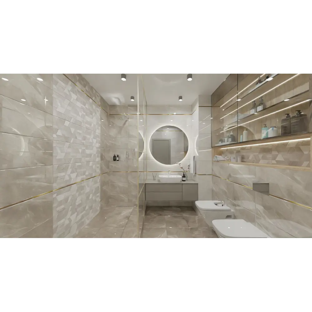 Плитка настенная Tono Light 30x60 см 1.62 м² цвет светло-серый Santreyd STLM-2018169 - Вид №3