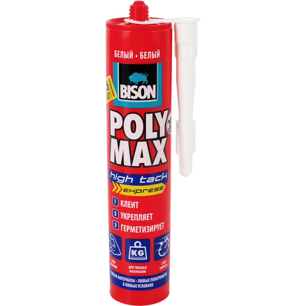 Клей-герметик Bison «Polymax Hightack» 425 г цвет белый STLM-2124999