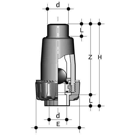 SANIT 127262000050 Шаровой обратный клапан, PP, сварное соединение  - Вид №1