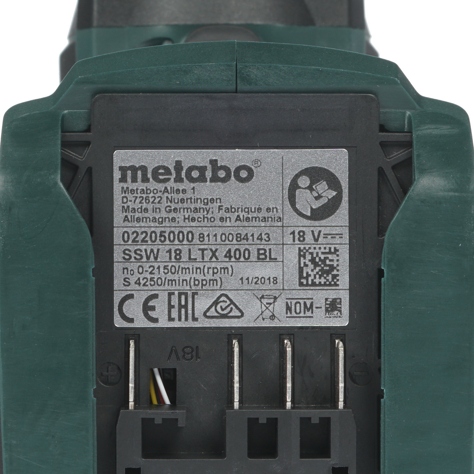 Гайковерт Metabo SSW 18 LTX 400 BL CAS 18V 1150814 STDN-0013818 - Вид №2