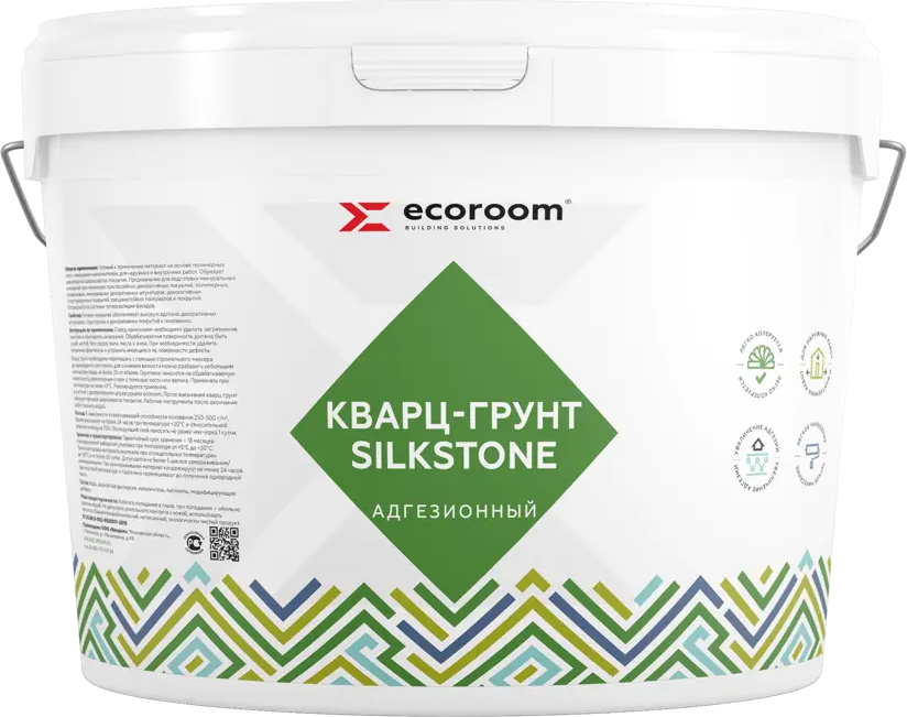 91008038 Кварц-Грунт акриловый Ecoroom SilkStone адгезионный 18кг STLM-1018338